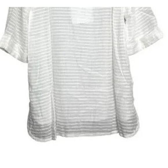NWT J. Valdi Santa Barbara Big Shirt Tunic LaceUp Texture Stripe Coverup L White - Picture 10 of 15